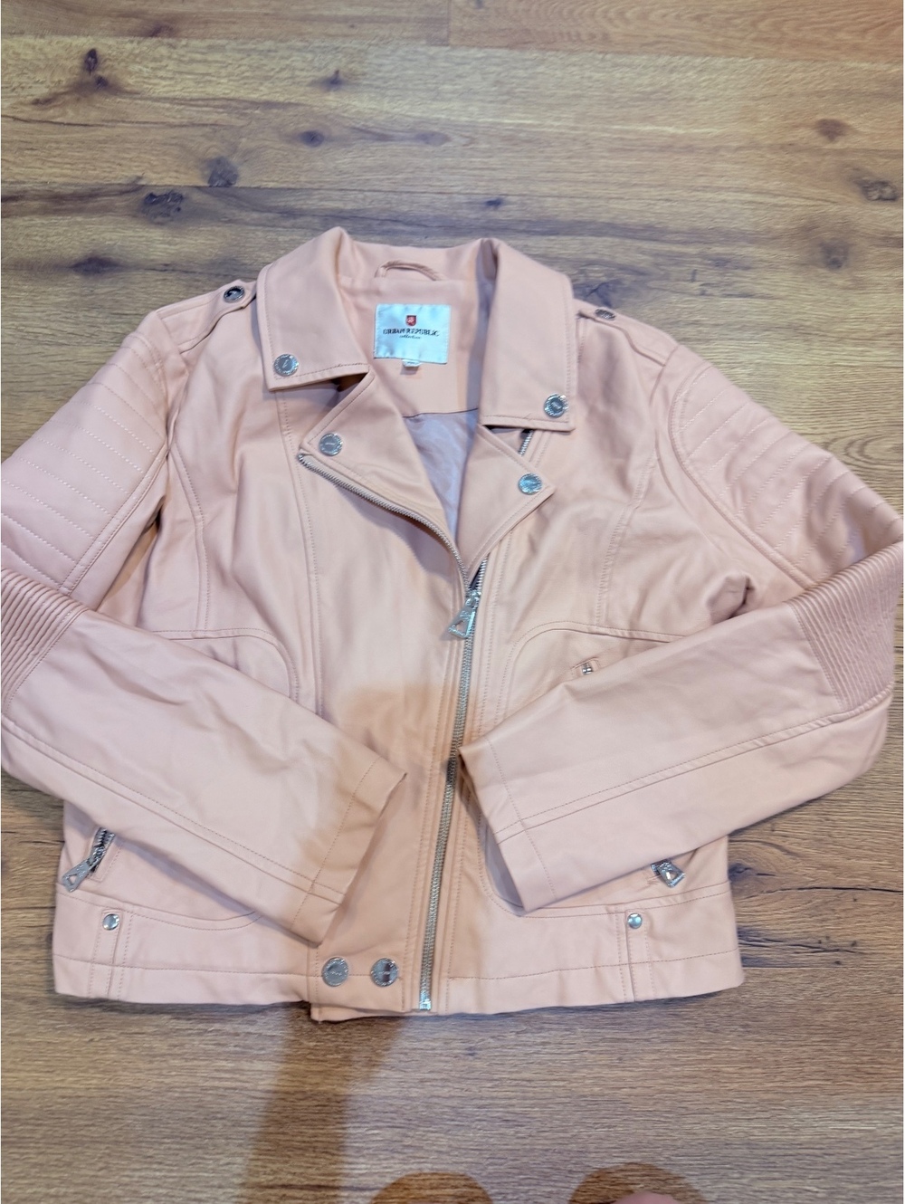 Urban Republic Women's Faux Leather Blush Pink Biker Jacket Size Large